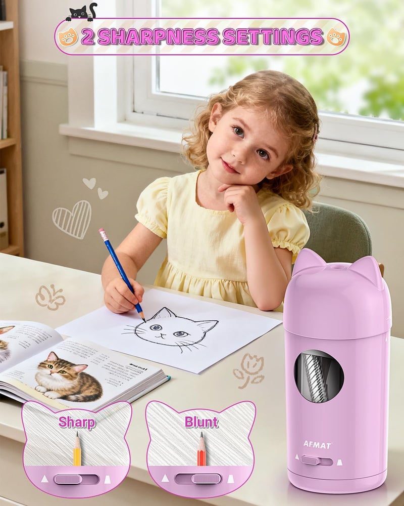 AFMAT Electric Pencil Sharpener, Automatic Pencil Sharpener, Auto in & Out, Colored Pencil Sharpeners for φ7-8mm Pencils, Rechargeable & Cordless, Battery Powered for Classroom Home School PSX9 - Image 5